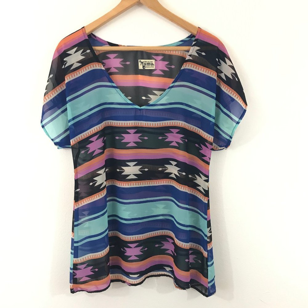Show Me Your Mumu Sheer Aztec Print Tunic One Size